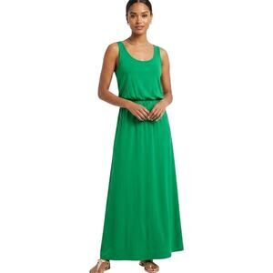 Hidden Heart Vibrant Green Sleeveless Maxi Dress Summer Vacation Large
